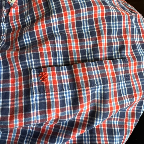 Red, White & Blue Plaid Izod Short Sleeve Shirt Button Down - Picture 4 of 6